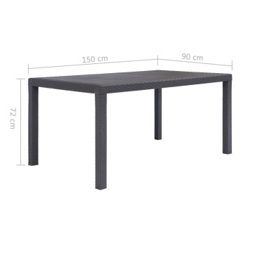 vidaXL Τραπέζι Κήπου Καφέ με Εμφάνιση Ρατάν 150x90x72cm Πλαστικό 1 τεμ.