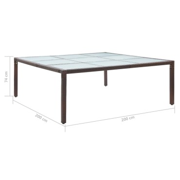 vidaXL Τραπεζαρία Κήπου Καφέ 200x200x74cm από Συνθετικό Ρατάν 1 τεμ.