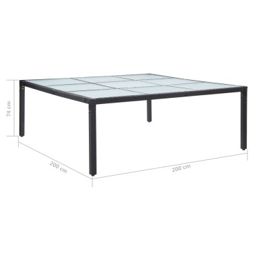 vidaXL Τραπεζαρία Κήπου Μαύρη 200x200x74cm από Συνθετικό Ρατάν 1 τεμ.