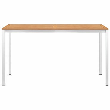 vidaXL Τραπεζαρία Κήπου 140x80x75cm Μασίφ Ξύλο Teak/Ανοξείδωτο Ατσάλι 1 τεμ.