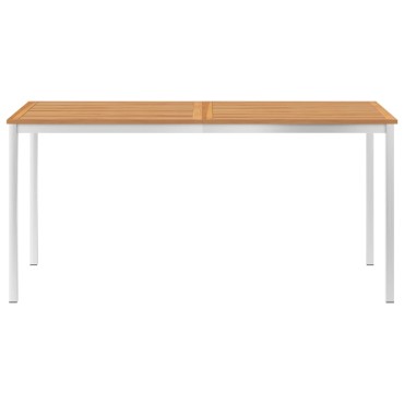 vidaXL Τραπεζαρία Κήπου 160x80x75cm Μασίφ Ξύλο Teak/Ανοξείδωτο Ατσάλι 1 τεμ.