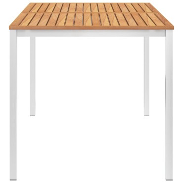 vidaXL Τραπεζαρία Κήπου 160x80x75cm Μασίφ Ξύλο Teak/Ανοξείδωτο Ατσάλι 1 τεμ.