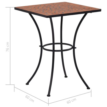 vidaXL Τραπέζι Bistro «Μωσαϊκό» Τερακότα Κεραμικό 60x60x76cm 1 τεμ.