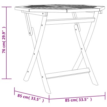 vidaXL Τραπέζι Κήπου Πτυσσόμενο 85x85x76cm από Μασίφ Ξύλο Teak 1 τεμ.