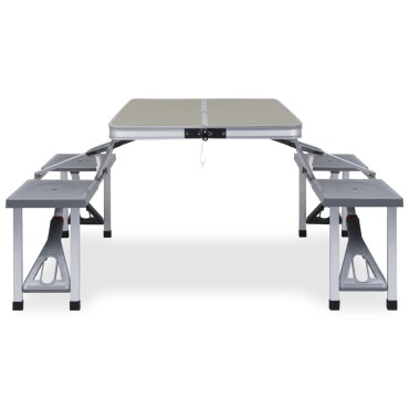 vidaXL Τραπέζι Κάμπινγκ Πτυσσόμενο με 4 Καθίσματα από Ατσάλι/Αλουμίνιο