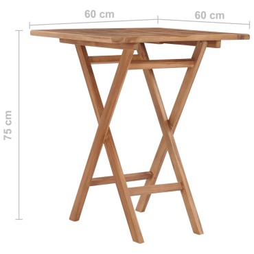 vidaXL Τραπέζι Κήπου Πτυσσόμενο 60x60x75cm από Μασίφ Ξύλο Teak 1 τεμ.