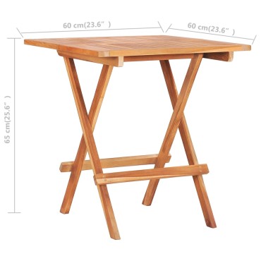 vidaXL Τραπέζι Bistro Πτυσσόμενο 60x60x65cm από Μασίφ Ξύλο Teak 1 τεμ.