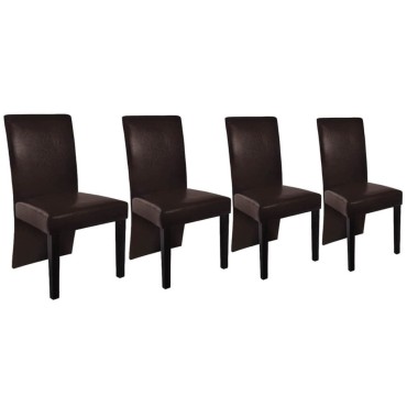 vidaXL Καρέκλες Τραπεζαρίας 4 τεμ. Σκούρο Καφέ από Συνθετικό Δέρμα 43x53x93cm