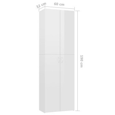 vidaXL Ντουλάπα Γραφείου Γυαλιστερό Λευκό 60x32x190cm Επεξ. Ξύλο 1 τεμ.