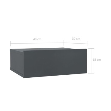 vidaXL Κομοδίνο Κρεμαστό Γκρι 40x30x15cm από Επεξεργασμένο Ξύλο 1 τεμ.