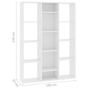 vidaXL Διαχωριστικό/Βιβλιοθήκη Λευκό 100x24x140cm από Επεξ. Ξύλο 1 τεμ.