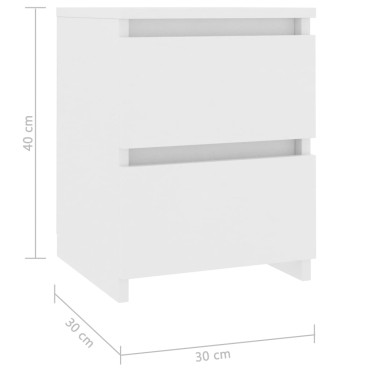 vidaXL Κομοδίνο Λευκό 30x30x40cm από Επεξ. Ξύλο 1 τεμ.