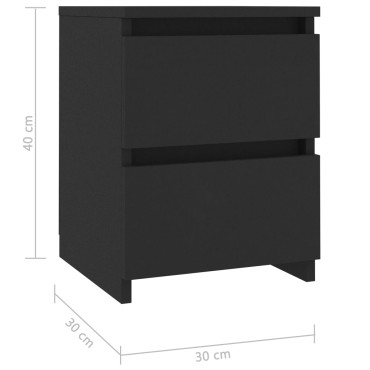 vidaXL Κομοδίνο Μαύρο 30x30x40cm από Επεξ. Ξύλο 1 τεμ.