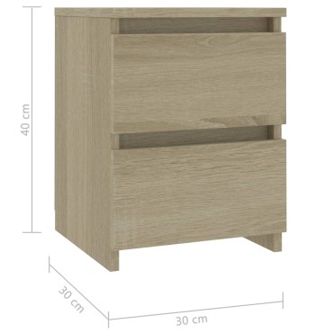 vidaXL Κομοδίνο Χρώμα Sonoma Δρυς 30x30x40cm από Επεξ. Ξύλο 1 τεμ.