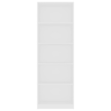 vidaXL Βιβλιοθήκη με 5 Ράφια Λευκή 60x24x175cm από Επεξ. Ξύλο 1 τεμ.