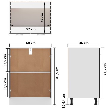 vidaXL Ντουλάπι Δαπέδου Μαύρο 60x46x81,5cm Επεξ. Ξύλο 1 τεμ.