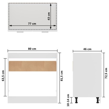 vidaXL Ντουλάπι Νεροχύτη Λευκό 80x46x81,5cm Επεξ. Ξύλο 1 τεμ.