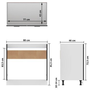 vidaXL Ντουλάπι Νεροχύτη Μαύρο 80x46x81,5cm Επεξ. Ξύλο 1 τεμ.