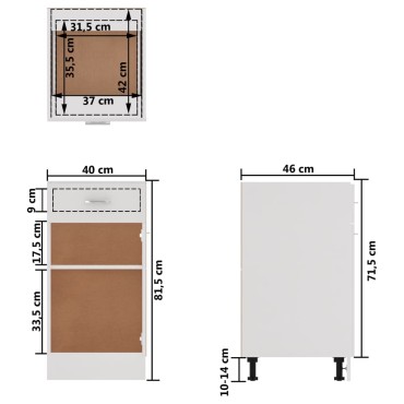 vidaXL Ντουλάπι με Συρτάρι Λευκό 40x46x81,5cm Επεξ. Ξύλο 1 τεμ.