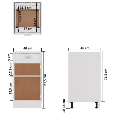 vidaXL Ντουλάπι με Συρτάρι Γυαλιστερό Λευκό 40x46x81,5cm Επεξ. Ξύλο 1 τεμ.