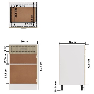 vidaXL Ντουλάπι με Συρτάρι Sonoma Δρυς 50x46x81,5cm Επεξ. Ξύλο 1 τεμ.