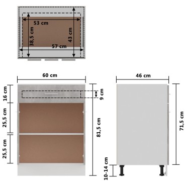 vidaXL Ντουλάπι με Συρτάρι Γκρι Σκυροδέματος 60x46x81,5cm Επεξ. Ξύλο 1 τεμ.