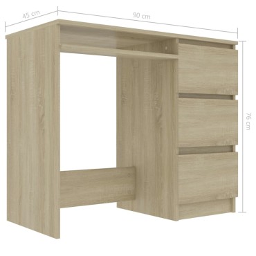 vidaXL Γραφείο Χρώμα Sonoma Δρυς 90x45x76cm από Επεξ. Ξύλο 1 τεμ.