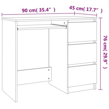 vidaXL Γραφείο Χρώμα Sonoma Δρυς 90x45x76cm από Επεξ. Ξύλο 1 τεμ.