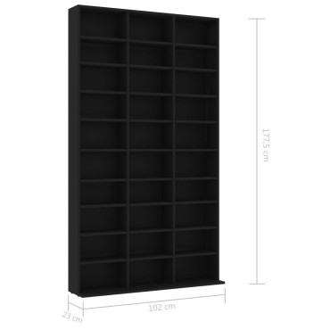 vidaXL Έπιπλο για CD Μαύρο 102x16x177,5cm από Επεξεργασμένο Ξύλο 1 τεμ.