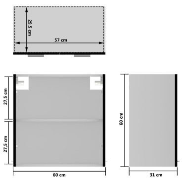 vidaXL Ντουλάπι Κρεμαστό με Τζάμι Μαύρο 60x31x60cm από Επεξ. Ξύλο 1 τεμ.