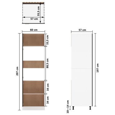 vidaXL Ντουλάπι Ψυγείου Μαύρο 60x57x207cm από Επεξ. Ξύλο 1 τεμ.