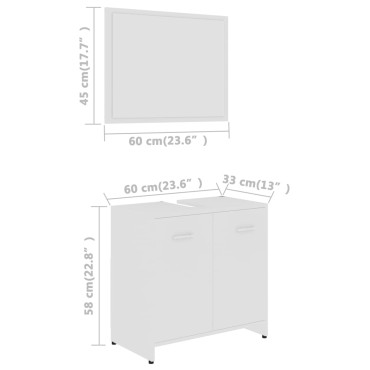 vidaXL Σετ Επίπλων Μπάνιου Λευκό από Επεξεργασμένο Ξύλο 60x33x61cm