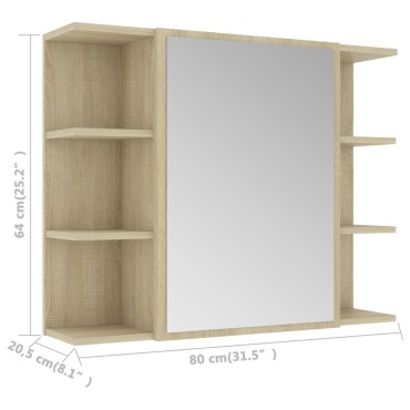 vidaXL Καθρέφτης Μπάνιου Sonoma Δρυς 80x20,5x64cm από Επεξ. Ξύλο 1 τεμ.