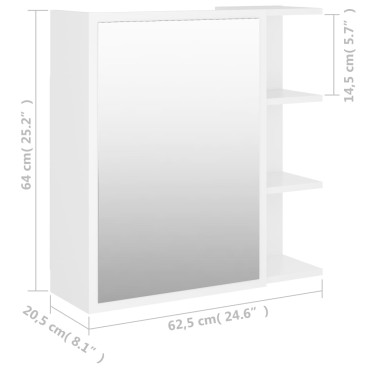 vidaXL Καθρέφτης Μπάνιου Λευκός 62,5x20,5x64cm από Επεξ. Ξύλο 1 τεμ.