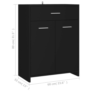 vidaXL Ντουλάπι Μπάνιου Μαύρο 60x33x80cm από Επεξ.Ξύλο