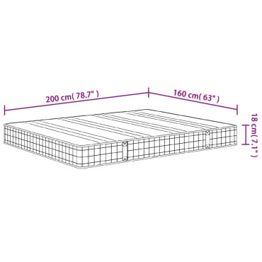 vidaXL Στρώμα με Bonnell Springs Μεσαία Σκληρότητα 160x200cm 1 τεμ. - Διπλό