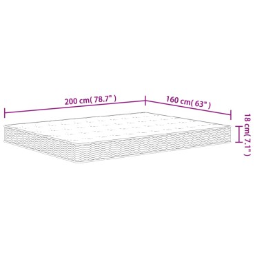 vidaXL Στρώμα με Bonnell Springs Μεσαία Σκληρότητα 160x200cm 1 τεμ. - Διπλό