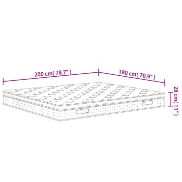 vidaXL Στρώμα με Pocket Springs Μεσαία Σκληρότητα 180x200cm 1 τεμ. - Διπλό