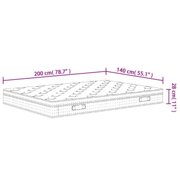 vidaXL Στρώμα με Pocket Springs Μεσαία 140x200cm 1 τεμ. - Διπλό