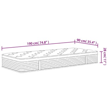 vidaXL Στρώμα με Pocket Springs Medium 90x190cm Μονό 1 τεμ. - Μονό