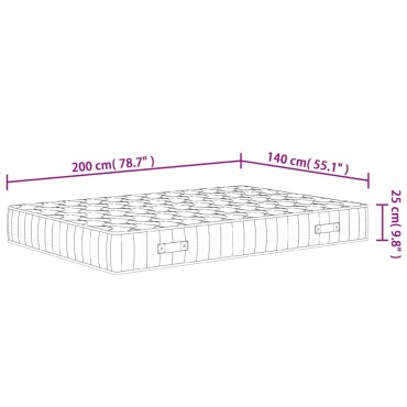 vidaXL Στρώμα με Pocket Springs Μεσαία Σκληρότητα 140x200cm 1 τεμ. - Διπλό