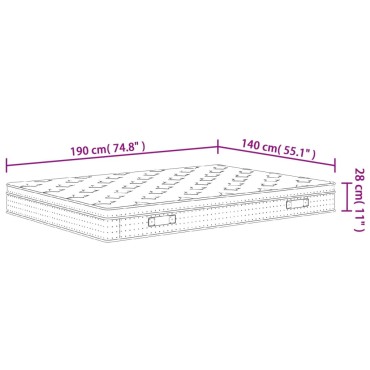 vidaXL Στρώμα με Pocket Springs Μεσαία 140x190cm 1 τεμ. - Μονό