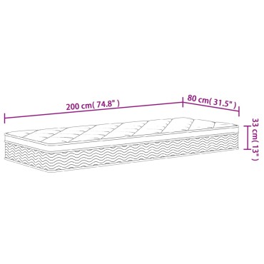 vidaXL Στρώμα με Pocket Springs Μεσαία Plus Σκληρότητα 80x200cm 1 τεμ. - Μονό