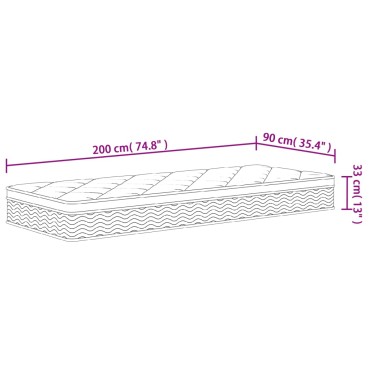 vidaXL Στρώμα με Pocket Springs Μεσαία Plus Σκληρότητα 90x200cm 1 τεμ. - Μονό