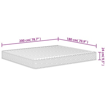 vidaXL Στρώμα Αφρού Medium Soft 180x200cm 1 τεμ. - Διπλό