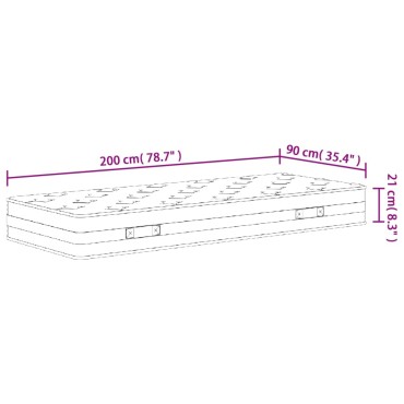 vidaXL Στρώμα με Bonnell Springs Medium 90x200cm 1 τεμ. - Μονό