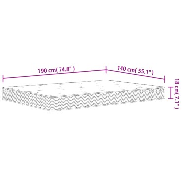 vidaXL Στρώμα με Bonnell Springs Μεσαία Σκληρότητα 140x190cm 1 τεμ. - Μονό