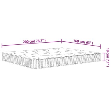 vidaXL Στρώμα με Bonnell Springs Μεσαία Σκληρότητα 160x200cm 1 τεμ. - Διπλό