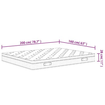 vidaXL Στρώμα με Pocket Springs Μεσαία Σκληρότητα 160x200cm 1 τεμ. - Διπλό