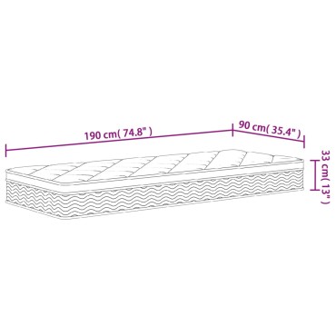 vidaXL Στρώμα με Pocket Springs Medium Plus 90x190cm Μονό 1 τεμ. - Μονό